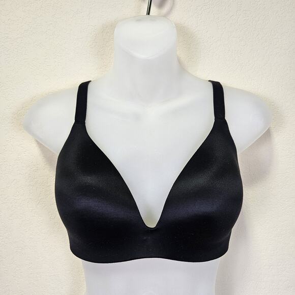 Victoria's Secret Semi Demi Bra 34D Black Satin Multi Way Straps Uplift Wireless - Picture 1 of 16
